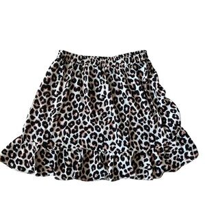 Princess Polly elastic waist animal print leopard ruffle mini skirt size 4